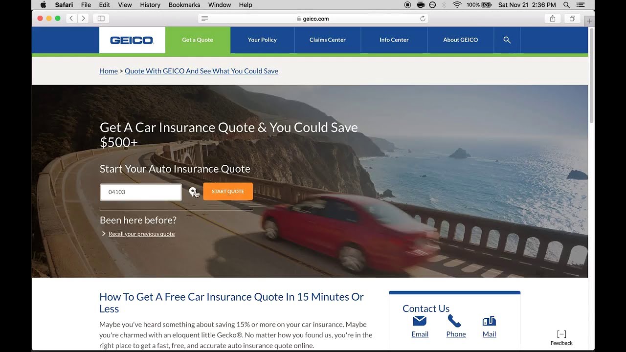 Geico quote for car insurance